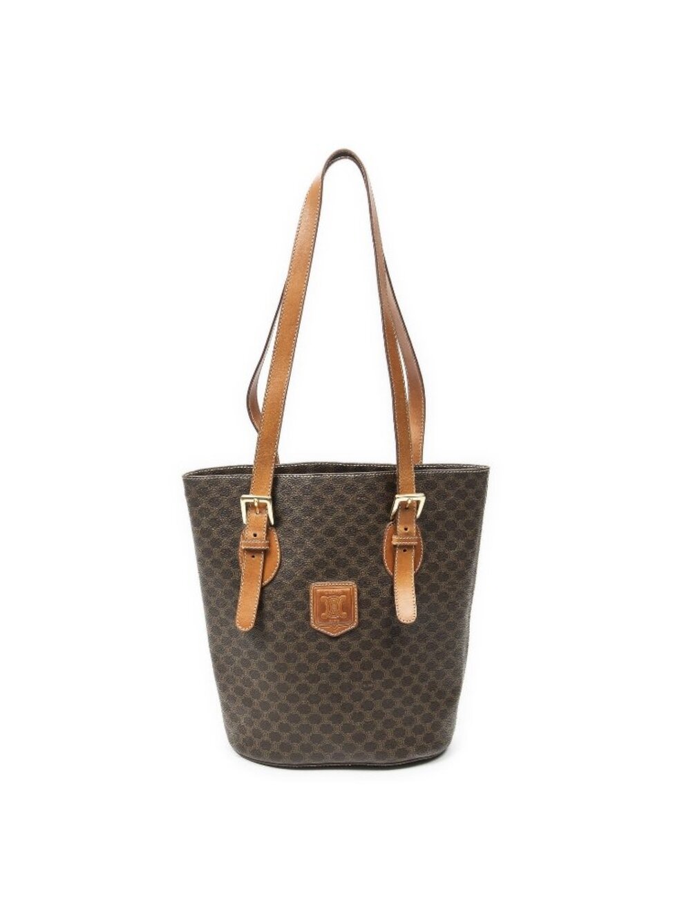 Celine Vintage Bucket Tote Bag Brown Macadam Canvas